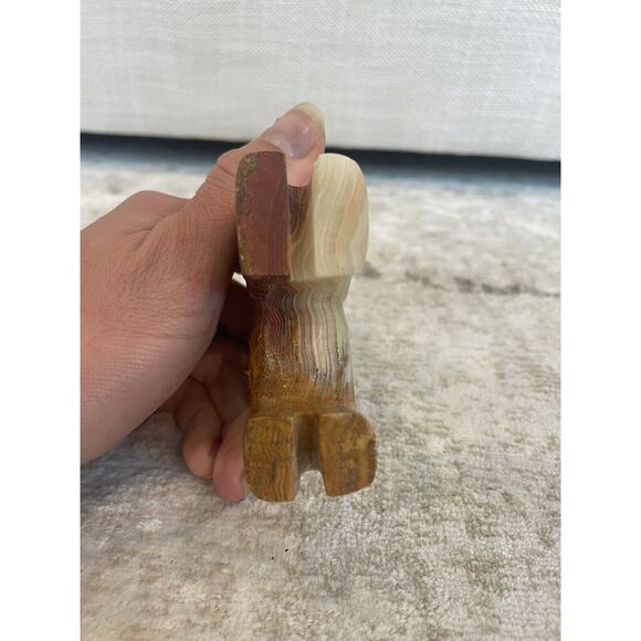 Hand Carved Natural Onyx Stone Elephant Figurine Statue Sculpture Home Decor 4x3 - Picture 5 of 7